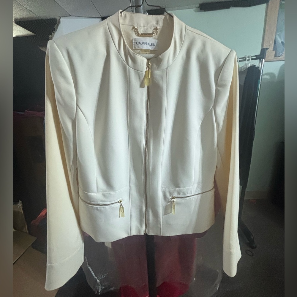 Calvin Klein Women's Off-White Zip Jacket